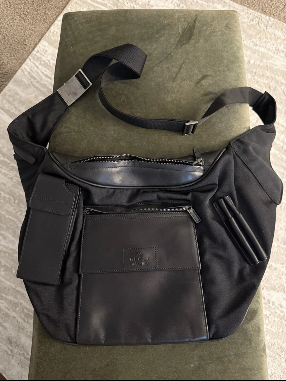Gucci Black Nylon and Leather Belt Bag